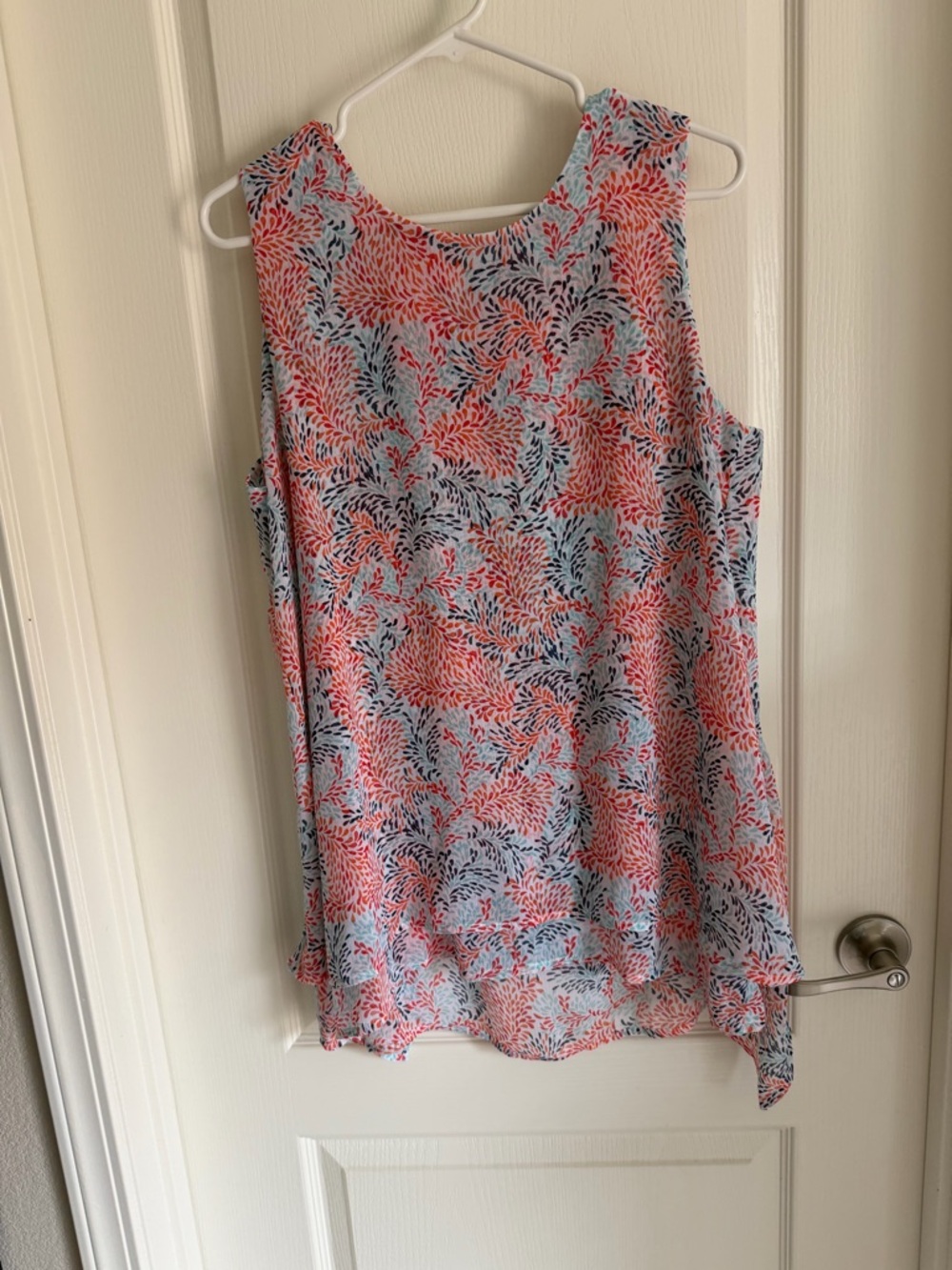 Fever Coral and Light Blue Printed Sleeveless Camisole